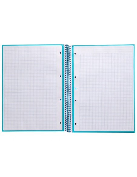 CI | Cuaderno Espiral Liderpapel A4 Micro Antartik Tapa Forrada 80H 90 Gr Cuadro 5Mm 1 Banda 4 Taladros Turquesa