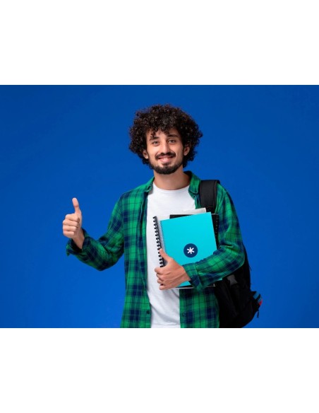 CI | Cuaderno Espiral Liderpapel A4 Micro Antartik Tapa Forrada 80H 90 Gr Cuadro 5Mm 1 Banda 4 Taladros Turquesa