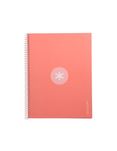 CI | Cuaderno Espiral Liderpapel A4 Micro Antartik Tapa Forrada 80H 90 Gr Cuadro 5Mm 1 Banda 4 Taladros Rosa Claro