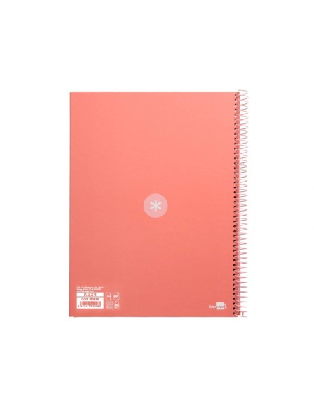 CI | Cuaderno Espiral Liderpapel A4 Micro Antartik Tapa Forrada 80H 90 Gr Cuadro 5Mm 1 Banda 4 Taladros Rosa Claro
