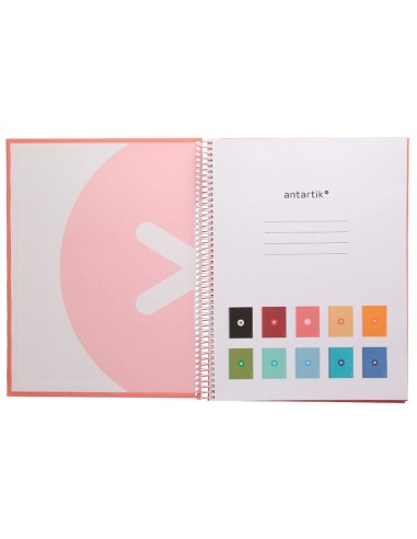 CI | Cuaderno Espiral Liderpapel A4 Micro Antartik Tapa Forrada 80H 90 Gr Cuadro 5Mm 1 Banda 4 Taladros Rosa Claro