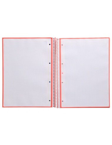 CI | Cuaderno Espiral Liderpapel A4 Micro Antartik Tapa Forrada 80H 90 Gr Cuadro 5Mm 1 Banda 4 Taladros Rosa Claro