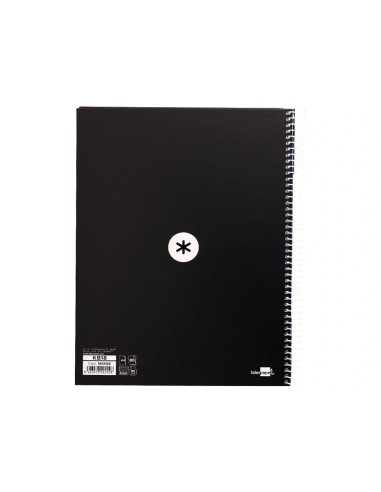 CI | Cuaderno Espiral Liderpapel A4 Micro Antartik Tapa Forrada 80H 90 Gr Cuadro 5Mm 1 Banda 4 Taladros Negro