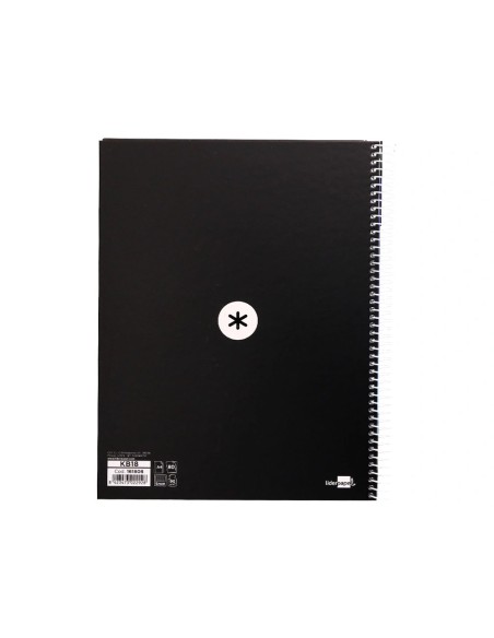 CI | Cuaderno Espiral Liderpapel A4 Micro Antartik Tapa Forrada 80H 90 Gr Cuadro 5Mm 1 Banda 4 Taladros Negro
