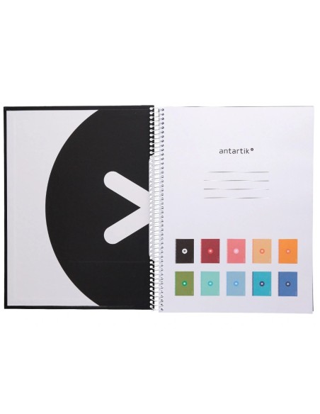 CI | Cuaderno Espiral Liderpapel A4 Micro Antartik Tapa Forrada 80H 90 Gr Cuadro 5Mm 1 Banda 4 Taladros Negro