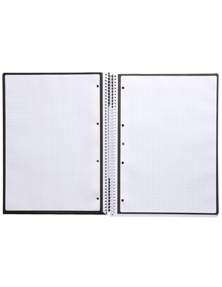 CI | Cuaderno Espiral Liderpapel A4 Micro Antartik Tapa Forrada 80H 90 Gr Cuadro 5Mm 1 Banda 4 Taladros Negro