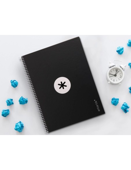 CI | Cuaderno Espiral Liderpapel A4 Micro Antartik Tapa Forrada 80H 90 Gr Cuadro 5Mm 1 Banda 4 Taladros Negro