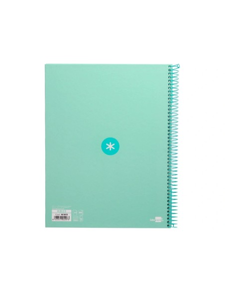 CI | Cuaderno Espiral Liderpapel A4 Micro Antartik Tapa Forrada 80H 90 Gr Cuadro 5Mm 1 Banda 4 Taladros Menta