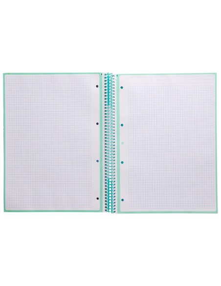 CI | Cuaderno Espiral Liderpapel A4 Micro Antartik Tapa Forrada 80H 90 Gr Cuadro 5Mm 1 Banda 4 Taladros Menta