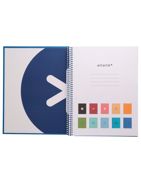CI | Cuaderno Espiral Liderpapel A4 Micro Antartik Tapa Forrada 80H 90 Gr Cuadro 5Mm 1 Banda 4 Taladros Azul Oscuro