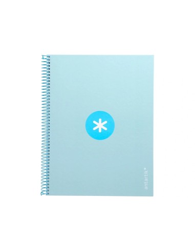CI | Cuaderno Espiral Liderpapel A4 Micro Antartik Tapa Forrada 80H 90 Gr Cuadro 5Mm 1 Banda 4 Taladros Celeste