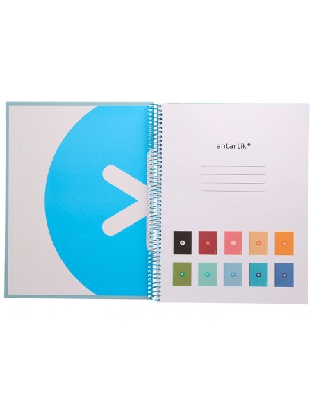 CI | Cuaderno Espiral Liderpapel A4 Micro Antartik Tapa Forrada 80H 90 Gr Cuadro 5Mm 1 Banda 4 Taladros Celeste