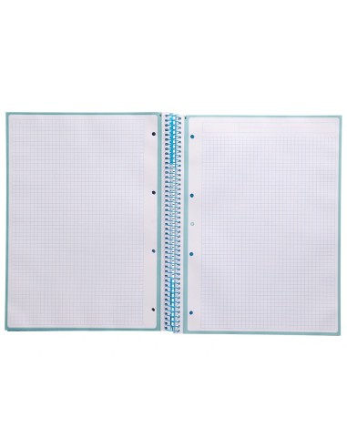 CI | Cuaderno Espiral Liderpapel A4 Micro Antartik Tapa Forrada 80H 90 Gr Cuadro 5Mm 1 Banda 4 Taladros Celeste