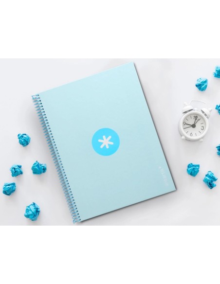 CI | Cuaderno Espiral Liderpapel A4 Micro Antartik Tapa Forrada 80H 90 Gr Cuadro 5Mm 1 Banda 4 Taladros Celeste
