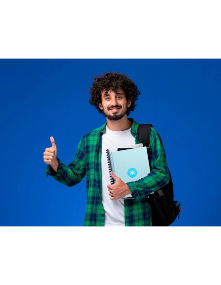 CI | Cuaderno Espiral Liderpapel A4 Micro Antartik Tapa Forrada 80H 90 Gr Cuadro 5Mm 1 Banda 4 Taladros Celeste