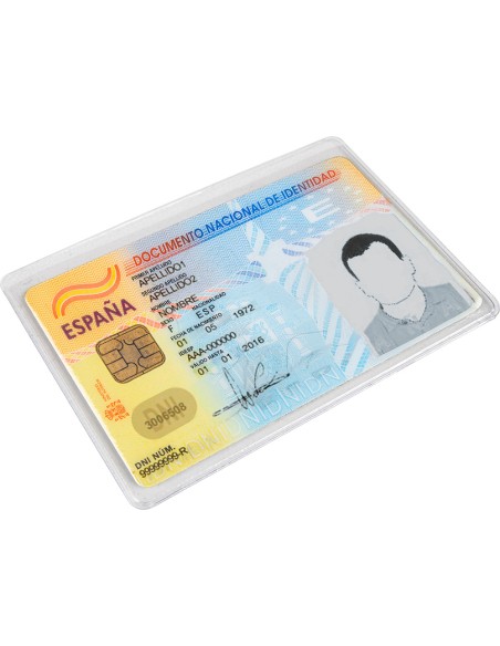 CI | Funda portadocumento q-connect dni 130 micras pvc transparente con uñero 86x54 mm