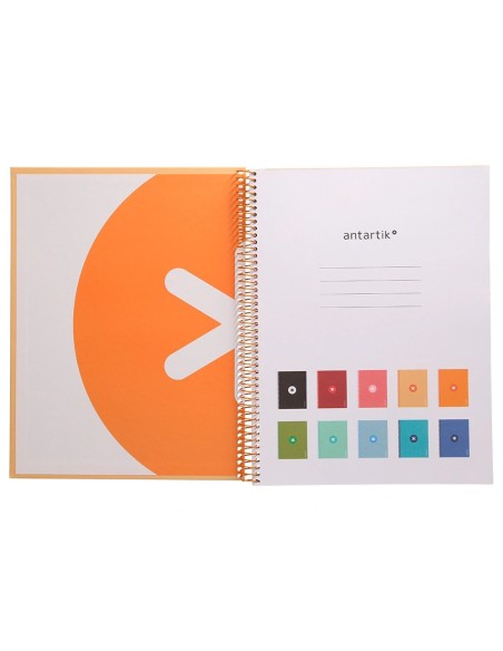 CI | Cuaderno Espiral Liderpapel A4 Micro Antartik Tapa Forrada 80H 90 Gr Cuadro 5Mm 1 Banda 4 Taladros Amarillo Cl