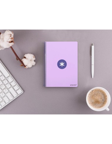 CI | Cuaderno espiral liderpapel a5 antartik tapa dura 80h 100 gr cuadro 5mm color lavanda