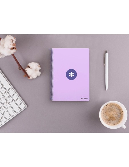 CI | Cuaderno espiral liderpapel a5 antartik tapa dura 80h 100 gr cuadro 5mm color lavanda