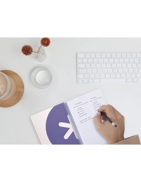CI | Cuaderno espiral liderpapel a5 antartik tapa dura 80h 100 gr cuadro 5mm color lavanda