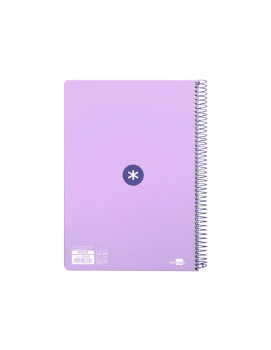 CI | Cuaderno espiral liderpapel a5 antartik tapa dura 80h 100 gr cuadro 5mm color lavanda