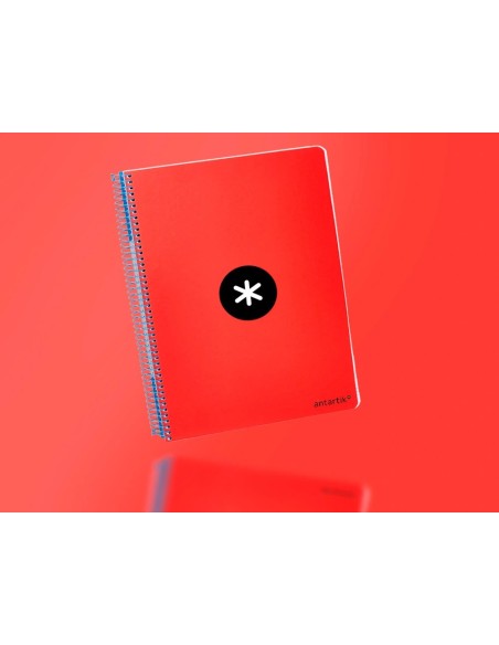 CI | Cuaderno espiral liderpapel a5 antartik tapa dura 80h 100 gr cuadro 5mm con margen color rojo