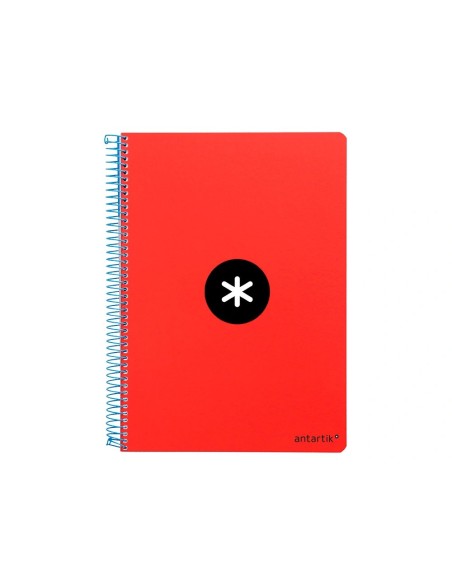 CI | Cuaderno espiral liderpapel a5 antartik tapa dura 80h 100 gr cuadro 5mm con margen color rojo