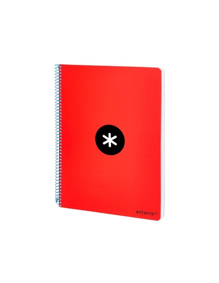 CI | Cuaderno espiral liderpapel a5 antartik tapa dura 80h 100 gr cuadro 5mm con margen color rojo
