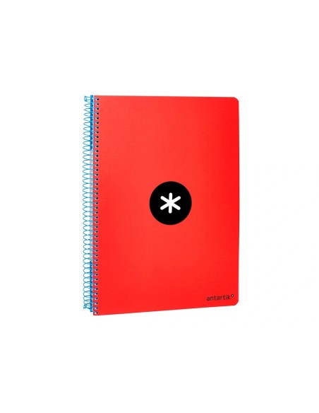 CI | Cuaderno espiral liderpapel a5 antartik tapa dura 80h 100 gr cuadro 5mm con margen color rojo