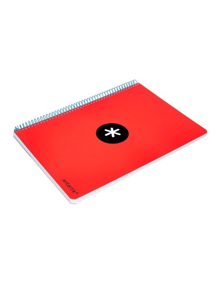 CI | Cuaderno espiral liderpapel a5 antartik tapa dura 80h 100 gr cuadro 5mm con margen color rojo