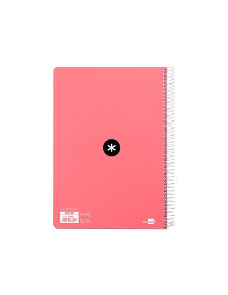 CI | Cuaderno espiral liderpapel a5 antartik tapa dura 80h 100 gr cuadro 5mm color coral