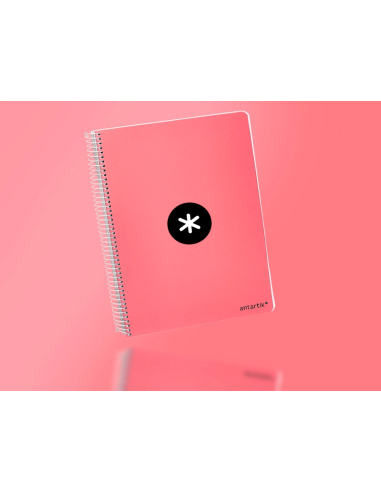 CI | Cuaderno espiral liderpapel a5 antartik tapa dura 80h 100 gr cuadro 5mm color coral