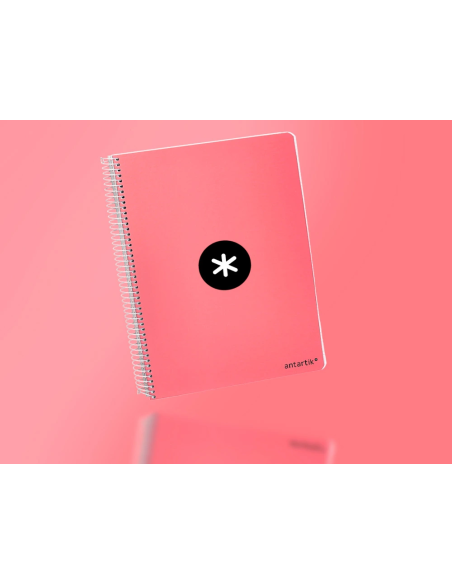 CI | Cuaderno espiral liderpapel a5 antartik tapa dura 80h 100 gr cuadro 5mm color coral