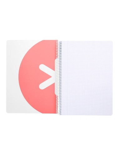 CI | Cuaderno espiral liderpapel a5 antartik tapa dura 80h 100 gr cuadro 5mm color coral