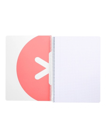 CI | Cuaderno espiral liderpapel a5 antartik tapa dura 80h 100 gr cuadro 5mm color coral