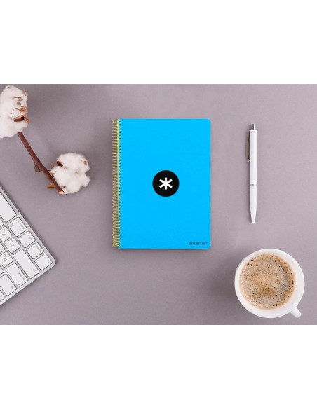 CI | Cuaderno espiral liderpapel a5 antartik tapa dura 80h 100 gr cuadro 5mm con margen color azul