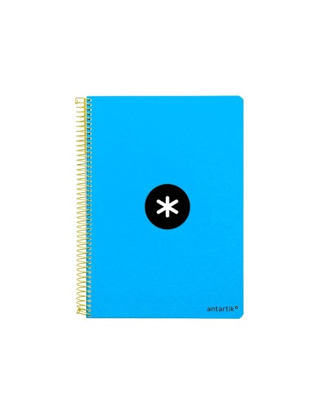 CI | Cuaderno espiral liderpapel a5 antartik tapa dura 80h 100 gr cuadro 5mm con margen color azul