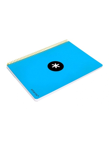 CI | Cuaderno espiral liderpapel a5 antartik tapa dura 80h 100 gr cuadro 5mm con margen color azul