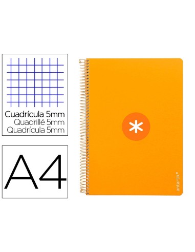 CI | Cuaderno Espiral Liderpapel A4 Micro Antartik Tapa Dura 80H 100Gr Cuadro 5Mm Sin Banda4 Taladros Color Mostaza