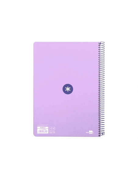 CI | Cuaderno espiral liderpapel a4 antartik tapa dura 80h 100 gr cuadro 5mm color lavanda