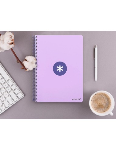 CI | Cuaderno espiral liderpapel a4 antartik tapa dura 80h 100 gr cuadro 5mm color lavanda