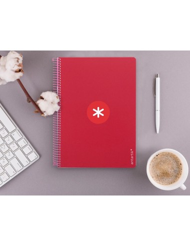 CI | Cuaderno Espiral Liderpapel A4 Micro Antartik Tapa Dura 80H 100Gr Cuadro 5Mm Sin Banda4 Taladros Color Frambuesa
