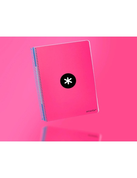 CI | Cuaderno espiral liderpapel a-4 antartik tapa dura 80h 1 00 gr cuadro 5mm color rosa fluor
