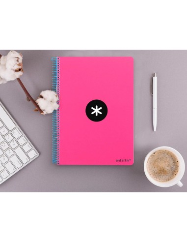 CI | Cuaderno espiral liderpapel a-4 antartik tapa dura 80h 1 00 gr cuadro 5mm color rosa fluor