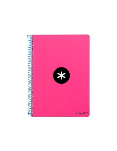 CI | Cuaderno espiral liderpapel a-4 antartik tapa dura 80h 1 00 gr cuadro 5mm color rosa fluor