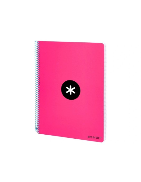 CI | Cuaderno espiral liderpapel a-4 antartik tapa dura 80h 1 00 gr cuadro 5mm color rosa fluor