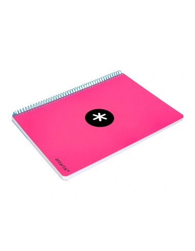 CI | Cuaderno espiral liderpapel a-4 antartik tapa dura 80h 1 00 gr cuadro 5mm color rosa fluor