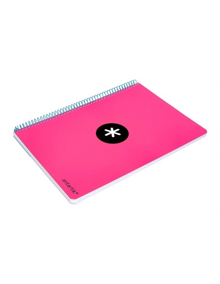 CI | Cuaderno espiral liderpapel a-4 antartik tapa dura 80h 1 00 gr cuadro 5mm color rosa fluor
