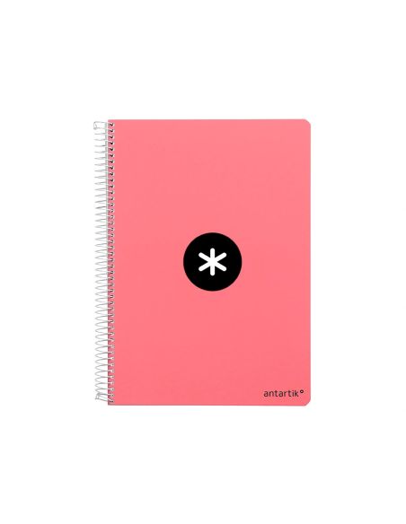CI | Cuaderno espiral liderpapel a4 antartik tapa dura 80h 100 gr cuadro 5mm color coral