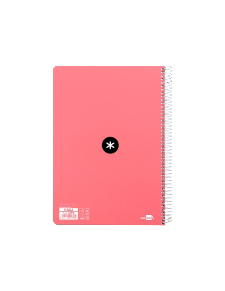 CI | Cuaderno espiral liderpapel a4 antartik tapa dura 80h 100 gr cuadro 5mm color coral